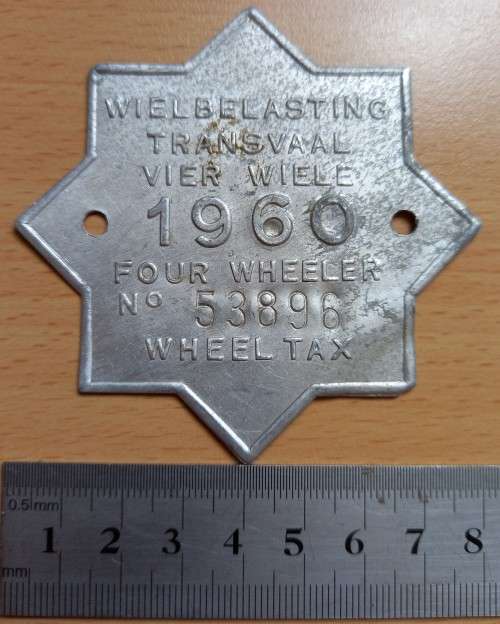 1960 Transvaal Four Wheeler tax disc