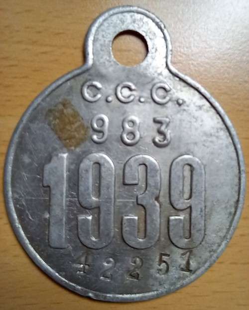 1939 Cape Town (CCC) license disk