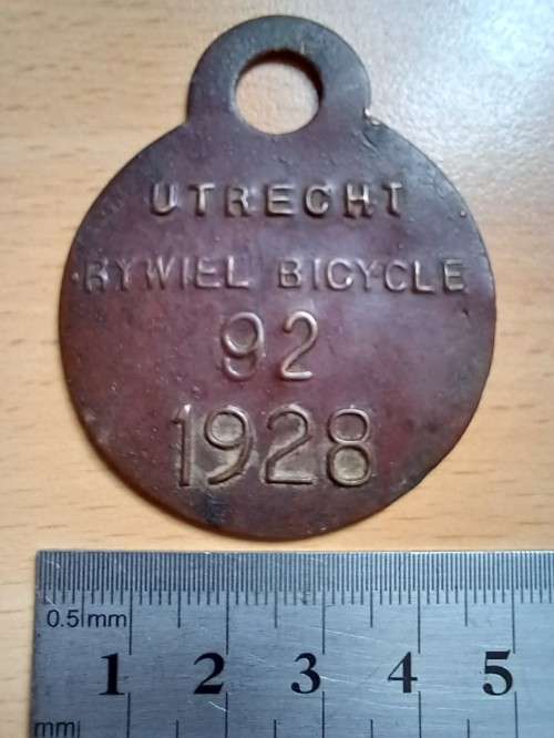 1928 Utrecht bicycle license disk