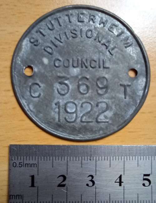 1922 Stutterheim Divisional Council license disk - 100 years old!