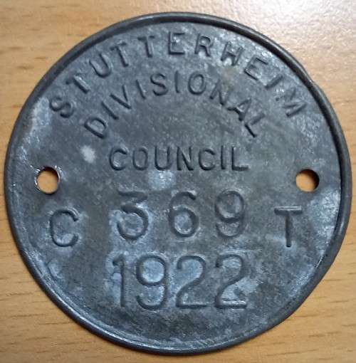 1922 Stutterheim Divisional Council license disk - 100 years old!