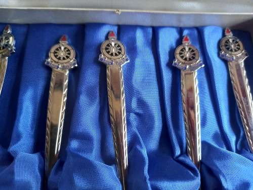 Set of 6 Hou Koers Voortrekkers EPNS cake forks in box