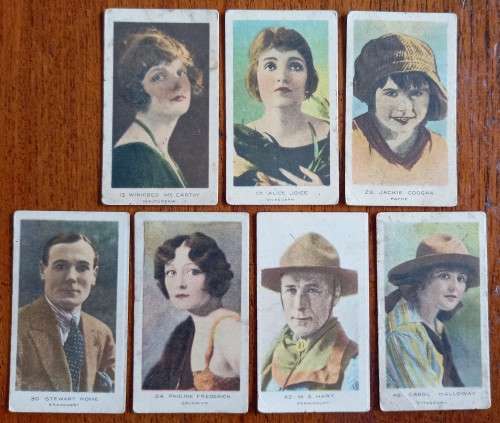 British American Tobacco 1920s Cinema Stars 7 cards, plain back