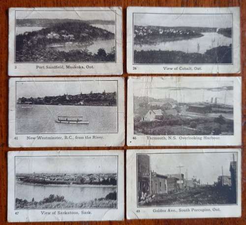 Imperial Tobacco Co of Canada 1910 Canadian views 6 cigarette cards, plain back CV R800