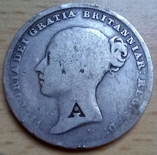 1838 Great Britain 1 Shilling, overstamped `A` on obverse