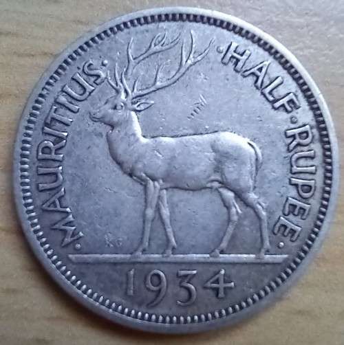 1934 Mauritius silver 1/2 Rupee
