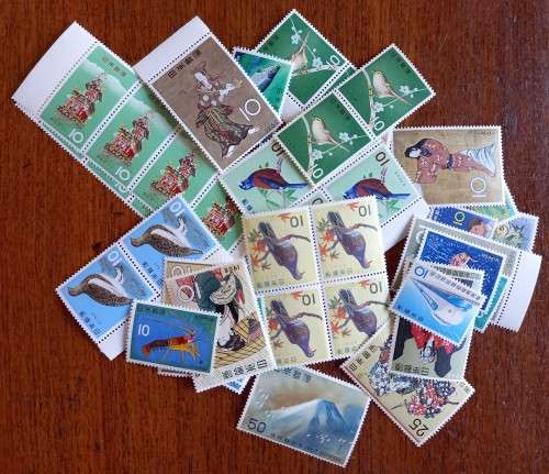 Japan lot of 49 MNH stamps 1950s & 60s - some in multiples