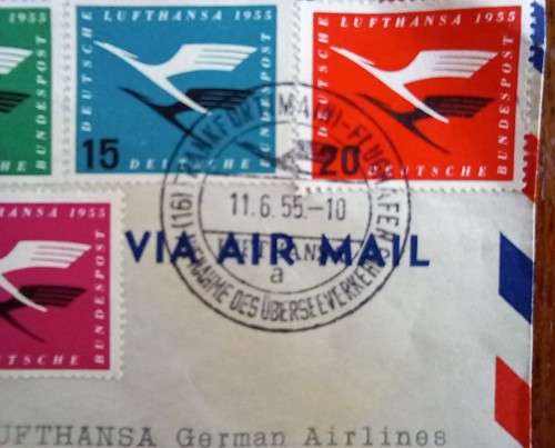 1955 Germany official flight cover Lufthansa Frankfurt to New York