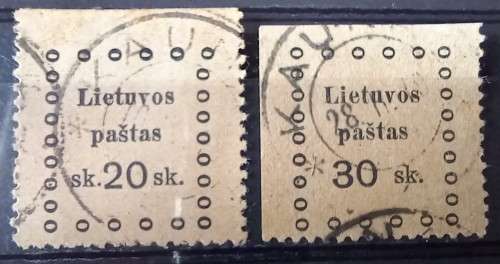 1919 Lithuania 2nd & 3rd Kaunas 20 & 30 SK, used