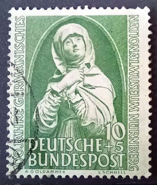 1952 Germany 10 + 5 Pf Nuremburg, used
