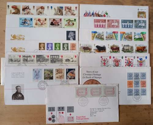 1984 Britain lot of 13 FDCs & 42 MNH stamps, CV$120