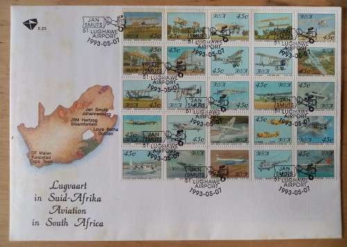 1993 RSA Aviation FDC + 3 sheets of 25 - see detail