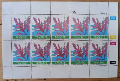 1988 Transkei `Seaweed` full set of 4 control blocks of 10