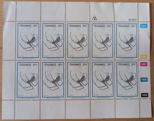 1987 Transkei `Spiders` full set of 4 control blocks of 10