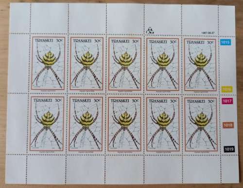 1987 Transkei `Spiders` full set of 4 control blocks of 10