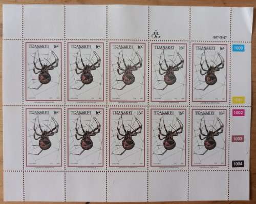 1987 Transkei `Spiders` full set of 4 control blocks of 10