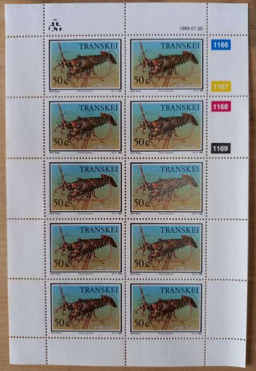 1989 Transkei `Food from the Sea` full set of 4 control blocks of 10
