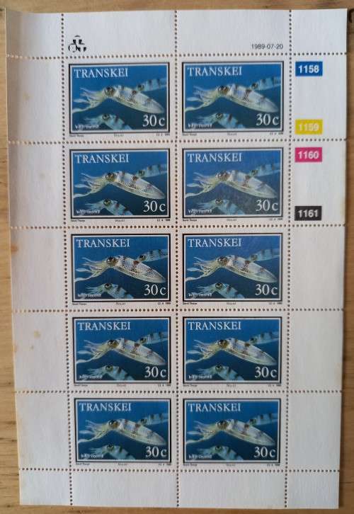 1989 Transkei `Food from the Sea` full set of 4 control blocks of 10
