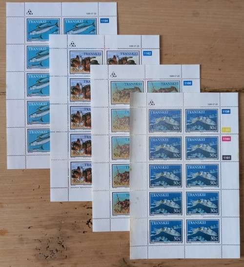 1989 Transkei `Food from the Sea` full set of 4 control blocks of 10