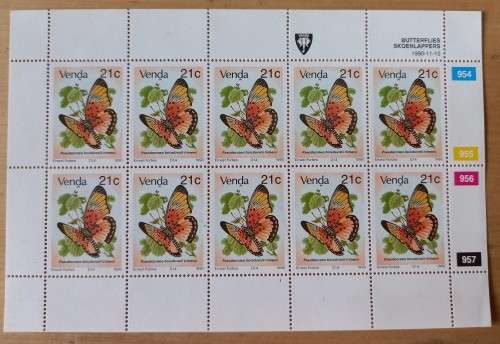 1991 Venda `Butterflies` full set of 4 control blocks of 10