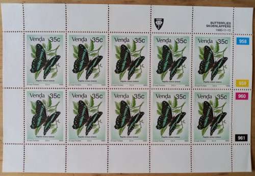 1991 Venda `Butterflies` full set of 4 control blocks of 10