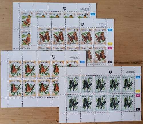 1991 Venda `Butterflies` full set of 4 control blocks of 10