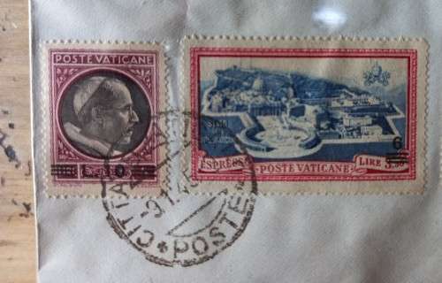 1946 Vatican full set of surcharges on cover, used, CV$60