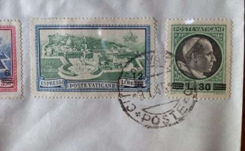 1946 Vatican full set of surcharges on cover, used, CV$60