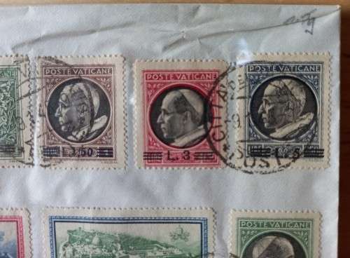 1946 Vatican full set of surcharges on cover, used, CV$60