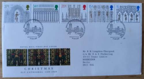 1989 Great Britain Christmas FDC + 5 MNH blocks of 4
