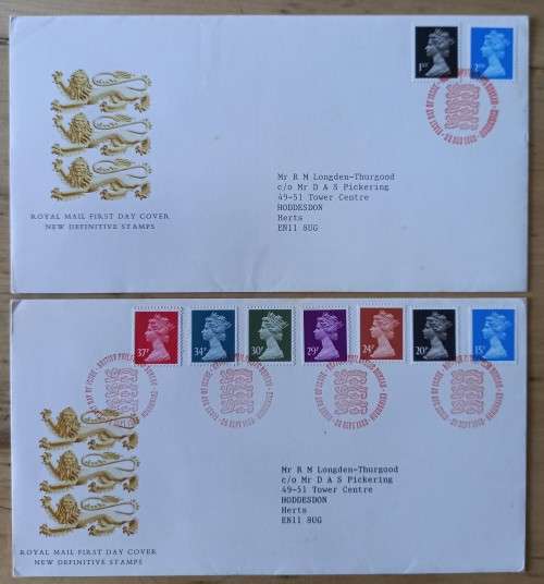 1989 Great Britain Machin 2 FDCs & 7 MNH stamps