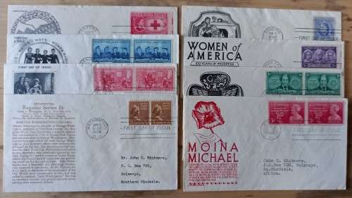 USA lot of 8 FDCs 1938, 1940, 1948 (x4), 1952 (x2) to Southern Rhodesia - one passed by censor