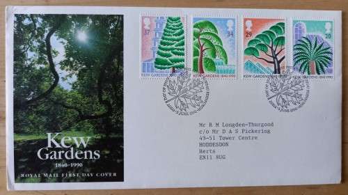 1990 Great Britain Kew Gardens FDC + 4 MNH blocks of 4