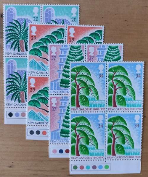 1990 Great Britain Kew Gardens FDC + 4 MNH blocks of 4