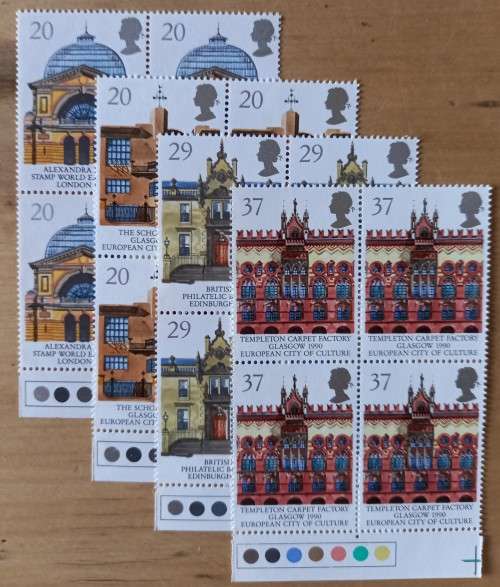 1990 Great Britain Europa FDC (x2) + 4 MNH blocks of 4
