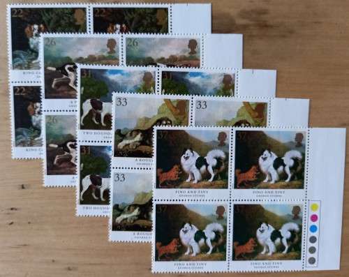 1991 Great Britain Dogs FDC + 5 MNH blocks of 4