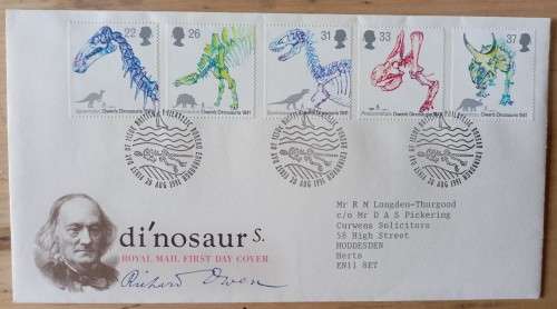 1991 Great Britain Dinosaurs FDC + 5 MNH blocks of 4