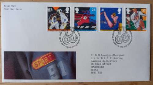 1991 Great Britain Sport FDC + 4 MNH blocks of 4