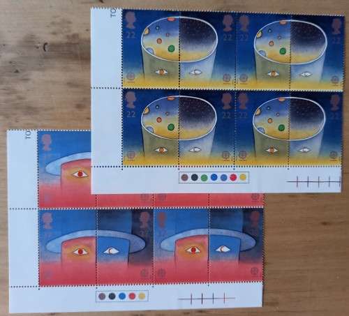 1991 Great Britain `Europe in Space` FDC + 2 blocks of 8 MNH stamps