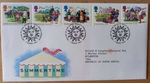1994 Great Britain Summertime FDC + 5 MNH blocks of 4