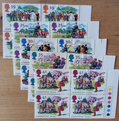 1994 Great Britain Summertime FDC + 5 MNH blocks of 4