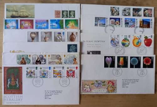 1987 Great Britain full set of 11 FDCs & 34 MNH stamps - including Machins, CV$110
