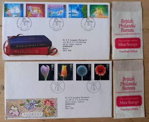 1987 Great Britain full set of 11 FDCs & 34 MNH stamps - including Machins, CV$110