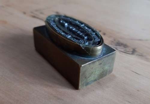 Vintage unused brass official stamp made for Lamberts Bay Village Management Board / Dorpsbestuur