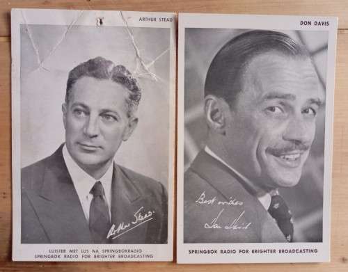 Lot of 6 Springbok Radio presenters postcards with related correspondence 1954