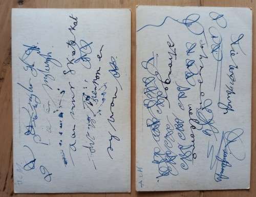 Lot of 6 Springbok Radio presenters postcards with related correspondence 1954