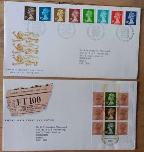 1984 Great Britain Machin 2 FDCs + 8 MNH stamps