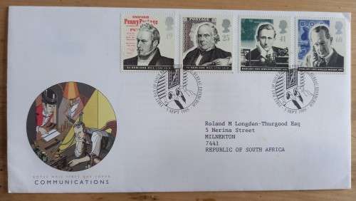 1995 Great Britain Pioneers FDC + 4 MNH blocks of 4