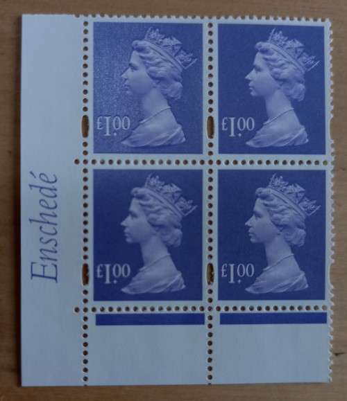 1995 Great Britain £1 Machin FDC + block of 4 MNH