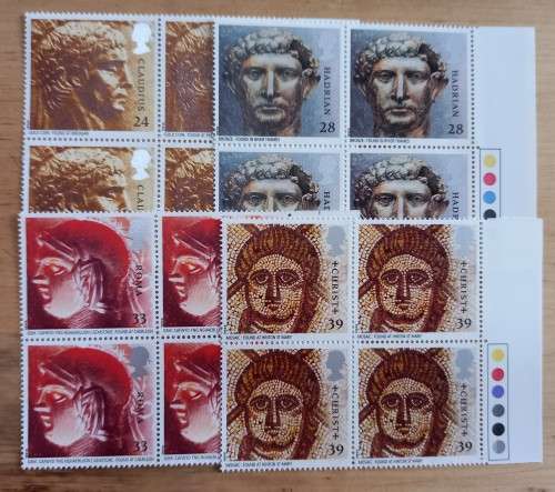 1993 Great Britain Romans FDC + 4 MNH blocks of 4